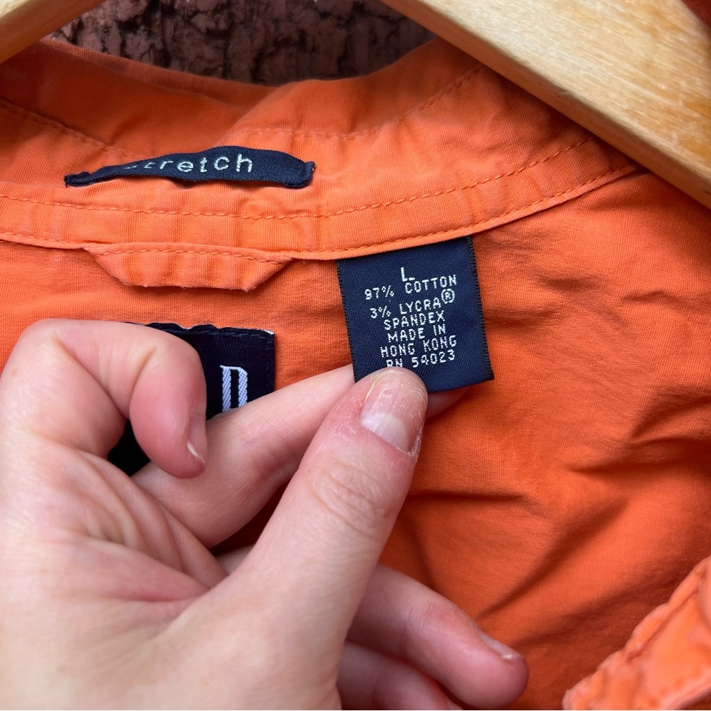 Gap Orange Collared Button Down Short Sleeve Polo… - image 3